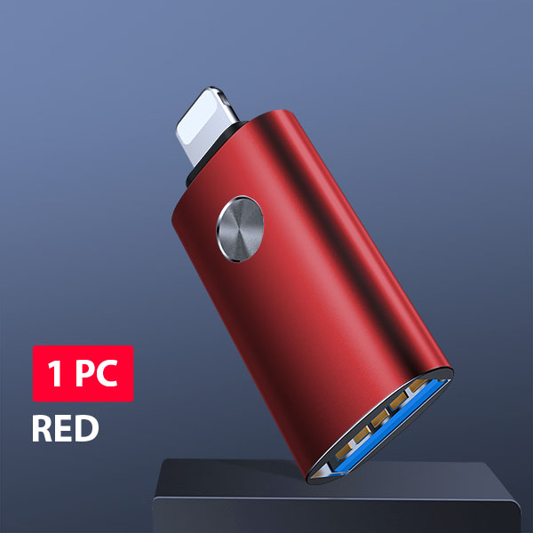 ! accezz otg adapter til belysning til usb til iphone 7 8 plus  x 11 pro max konverter ios 13 tilslut kamera oplader kabel stik: Rød