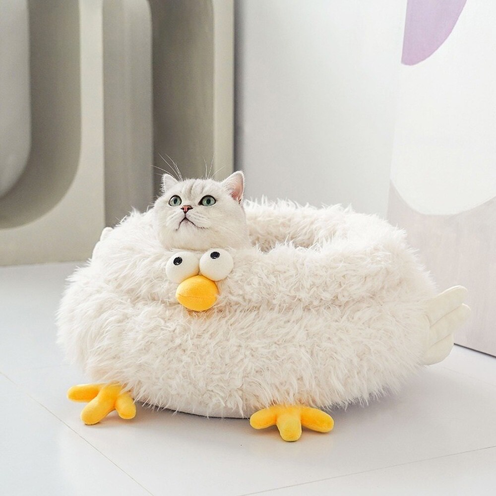 Cartoon Chicken Shaped Pet Cat Bed Sleeping Four Season Comfortable Cat Nest Puppy Dogs Kennel Pet Supplies Cozy Kitty