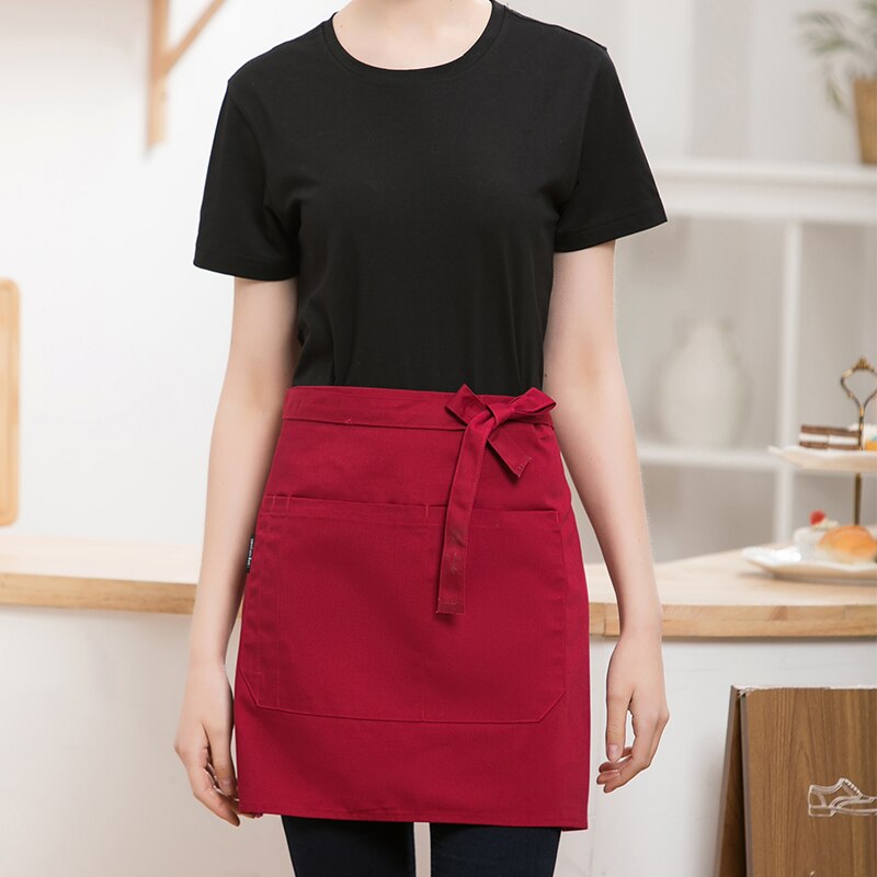 Delantal de cocina de medio cuerpo para hombre y mujer, para restaurante, Chef, camarero, cocina corta, cafetería, tienda, panadería: Verde