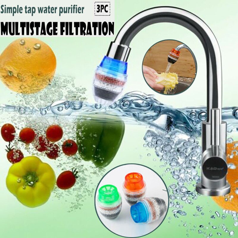 1pc Household Kitchen Home Carbon Faucet Mini Tap Water Clean Filter Water Purifier Activated Carbon Multilayer Water Filter