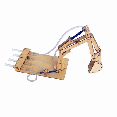Technical gizmo hydraulic excavator. Drawing robot, climbing rope robot diy model science experiment toy Worm robot