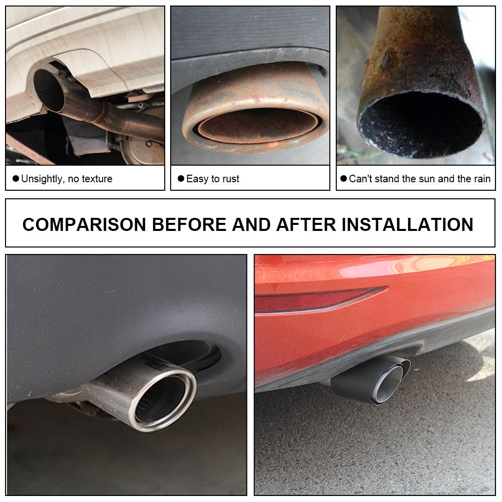 Sopedar Auto Styling Uitlaat Uitlaatpijpen Shot Blast Oppervlak End Tips Matte 3K Carbon Fiber Staart Pijp Achter Leidingen universele Uitlaat
