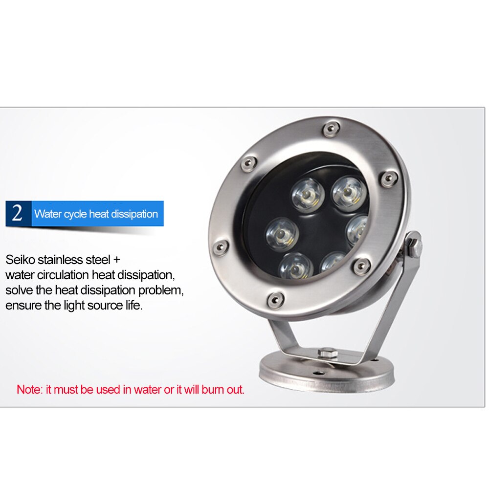Ip68 Led Underwater Light RGB Outdoor Waterproof Colorful Water Spotlight Swimming Pool Light Fountain Light