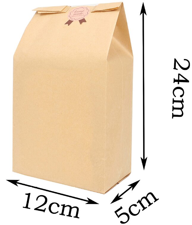 -20/Pack Brood Zak Kraft Voedsel Verpakking Opslag Bakkerij Tas Met Venster: 12x5x24cm