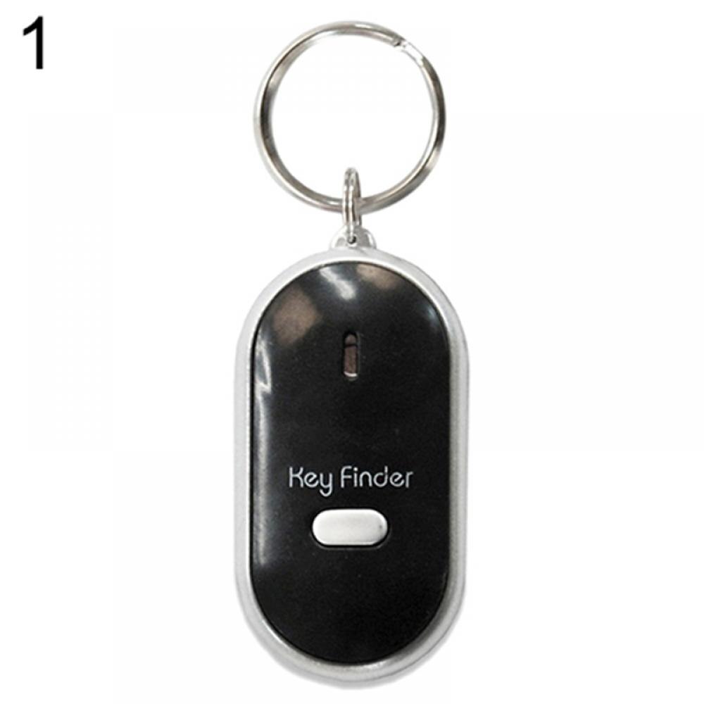 LED Whistle Key Finder Flashing Beeping Sound Control Alarm Anti-Lost Key Locator Finder Tracker with Key Ring Remote Keyfinder: black