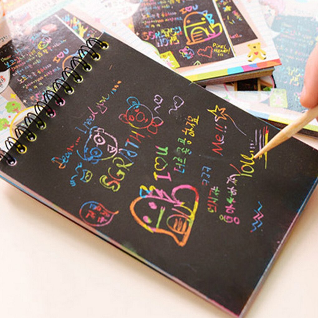 Colorful Scratch Note Children's DIY Painting Drawing Coils Book Notebook Kid Doodle Paper Color Random