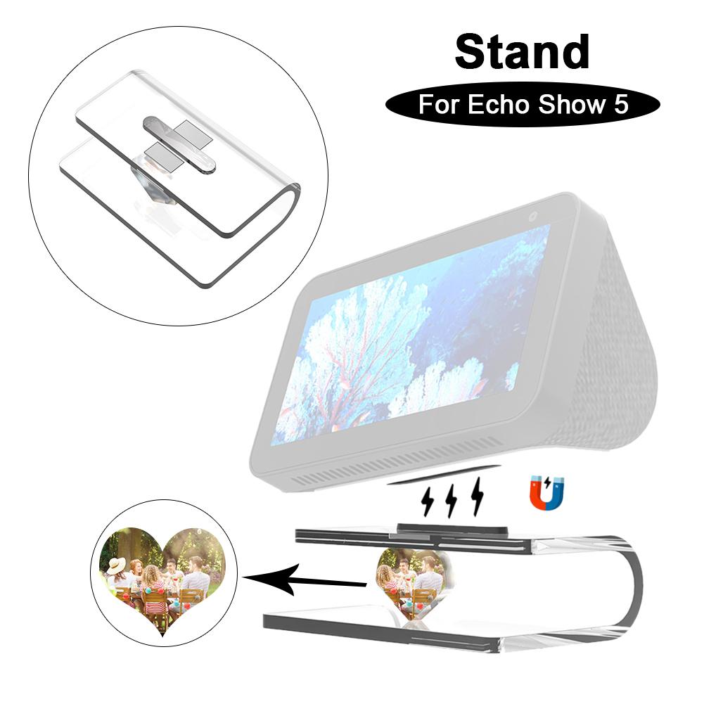Audio Stand Mount - Transparent Acrylic - Space-Saving Design - Anti-Slip Base for Echo Show 5