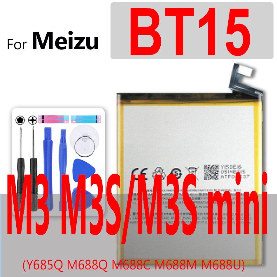 Batería Para Meizu M3 M5 M6 Note 5, BT61 L681H L681Q L681M M681H M681Q M681M, para Meizu M1 M2 M3 M3S M5S M5C mini: BT15