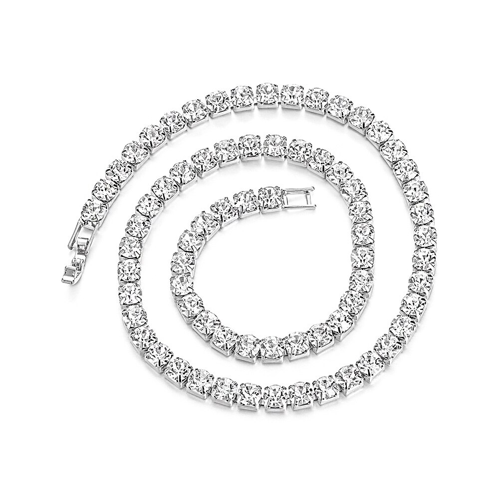 Neue Elegante Dazzling CZ Diamanten Choker Halskette Luxus Tennis Kette Halskette Für Frauen Schmuck Schlüsselbein Kette Halskette: silver neckalce