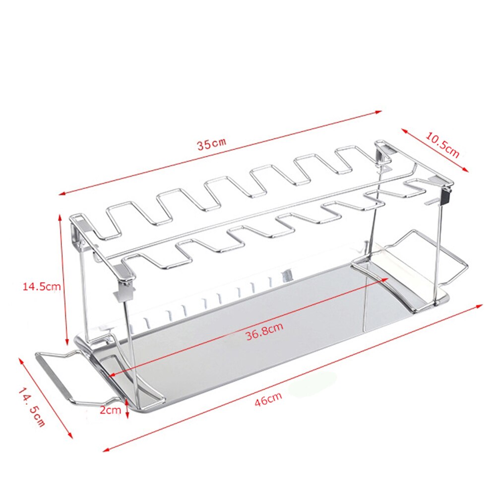 BBQ Grill Stainless Steel Chicken Wing Leg Rack for Grill Smoker Oven 12 Slots Roaster Stand with Drip Tray for BBQ Picnic: Grill with Tray