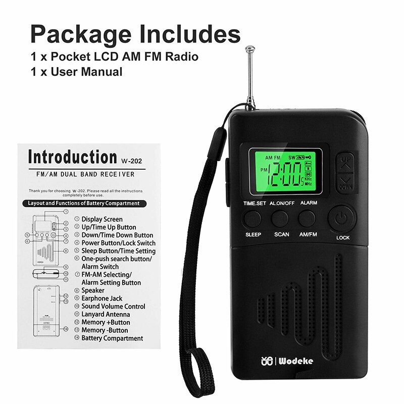 Portable Radio FM AM LCD Digital Display Radio Speaker with Headphone Jack Alarm Clock Radio Speaker as Parents: Default Title