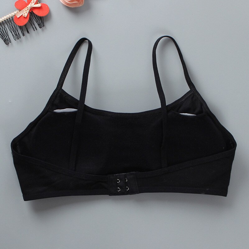 8-16 Years Cotton Girl&#39;s Training Bra Puberty Schoolgirl Detachable Chest Pad Sports Bras Girl Underwear Tube Top Daily Fitness: Black