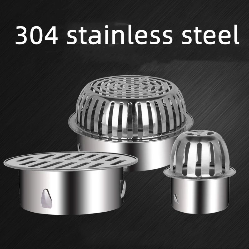 Stainless Steel Floor Drain 304 Rooftop Floor Drain Rooftop Cover Plug-in Convex Balcony Floor Drain Anti-clogging Drainage