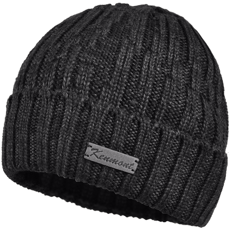 Mænds udendørs strikket hat plys dobbelt uld hat vinter hat: Sort