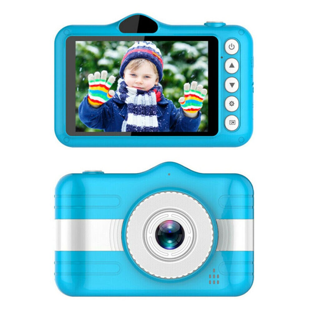 3.5 Inch Full Hd 1080P Kids Kinderen Mini Digitale Camera Voor En Achter Camera 32Gb Geheugenkaart Camcorder voor 3-10 Jaar Oud: Blue / with 16GB TF Card