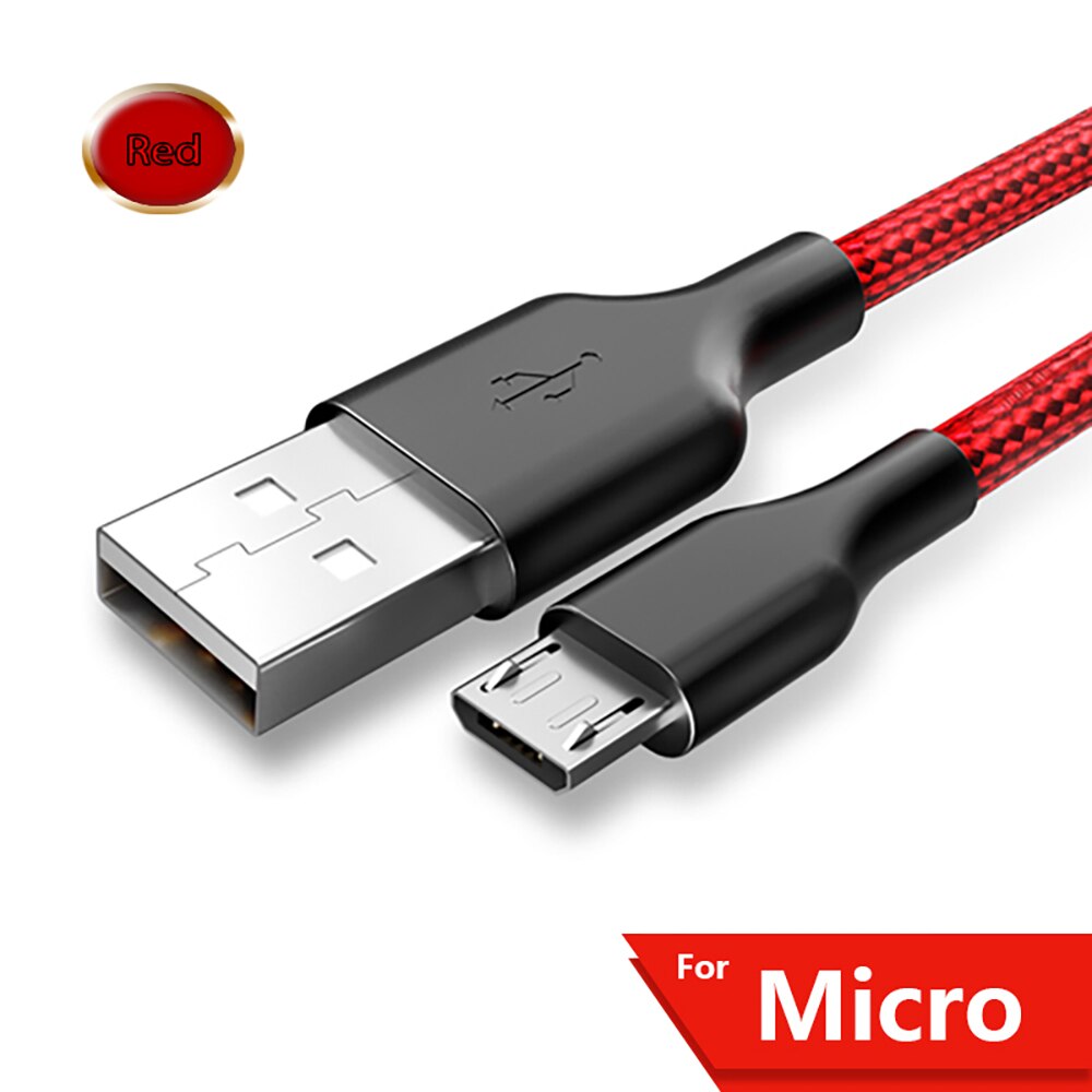 1 m 2 m Meter Micro USB Cable Fast Charging Cable Wire Android USB Charger Data Cord - for Samsung Xiaomi Oneplus Huawei P9: Micro-Red / 2m