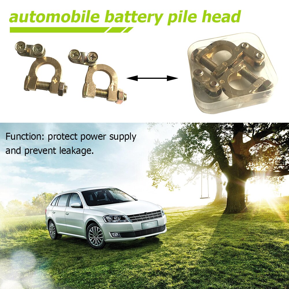 1 Pair Brass Car Battery Terminal Clamps Positive+Negative Cable Connectors