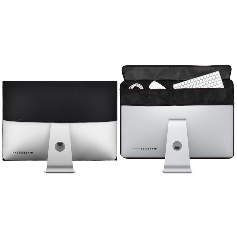 Zwarte stofdichte hoes, waterdichte pu-leren beschermhoes met/zonder vak voor apple imac macbook 21/27 inch scherm