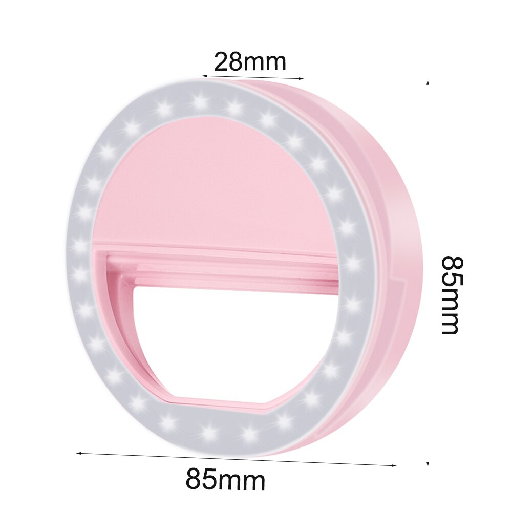 Mobiltelefon lys klip selfie led auto flash til mobiltelefon smartphone rund bærbar selfie lommelygte makeup spejl 1pc