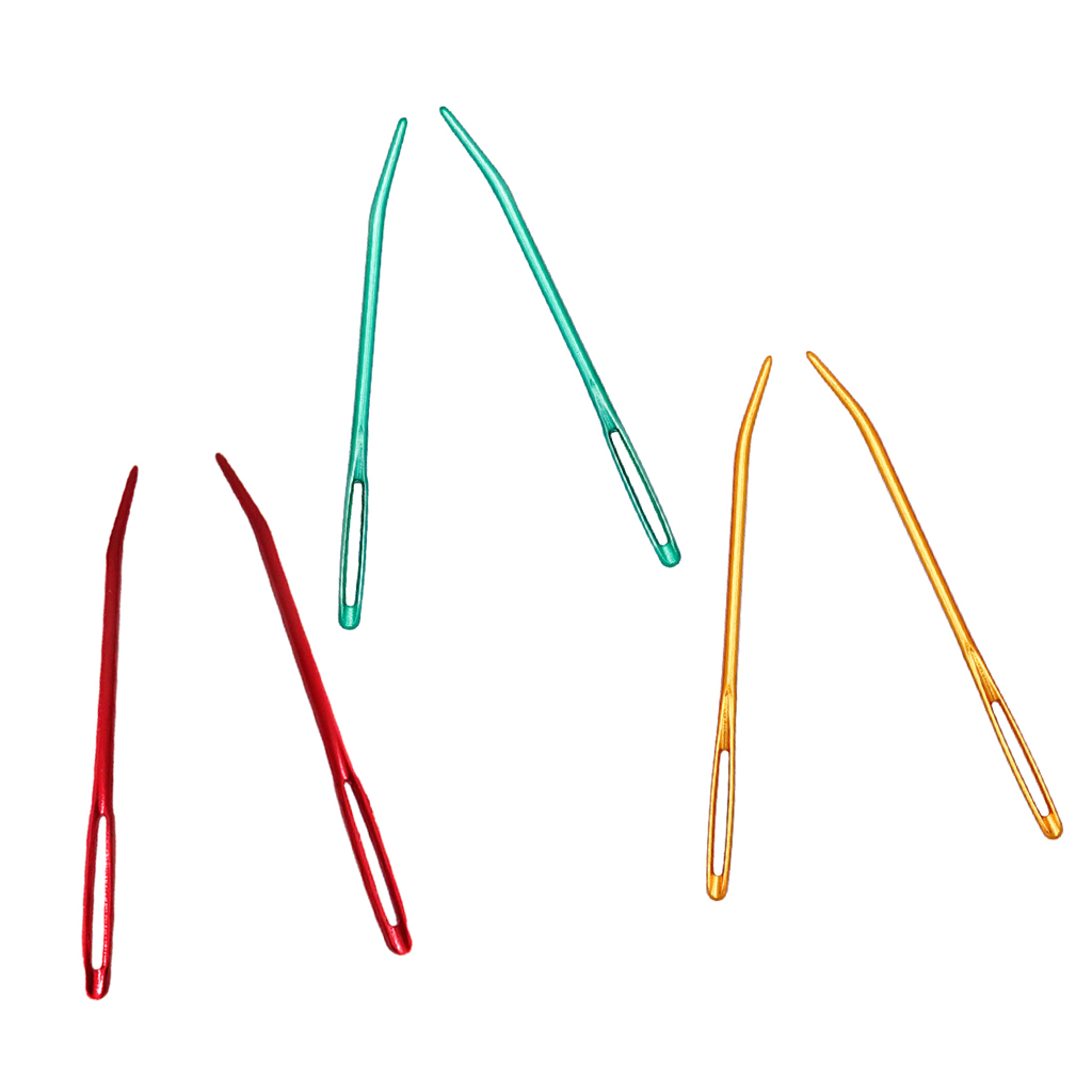 2 uds. Tapiz de punta doblada de aluminio, agujas de zurcir, tejido para suéteres, punto de lana, listón para coser, grapas bordadas