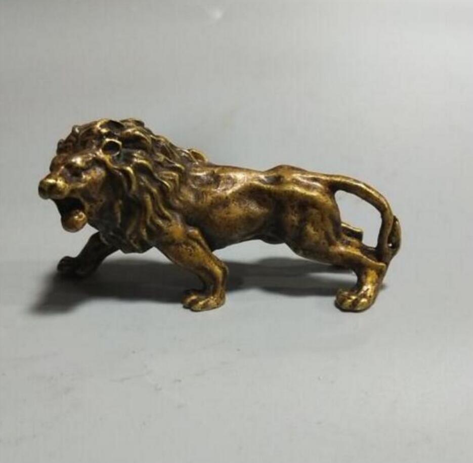 Copper Statue China's archaize pure brass lion small statue #3