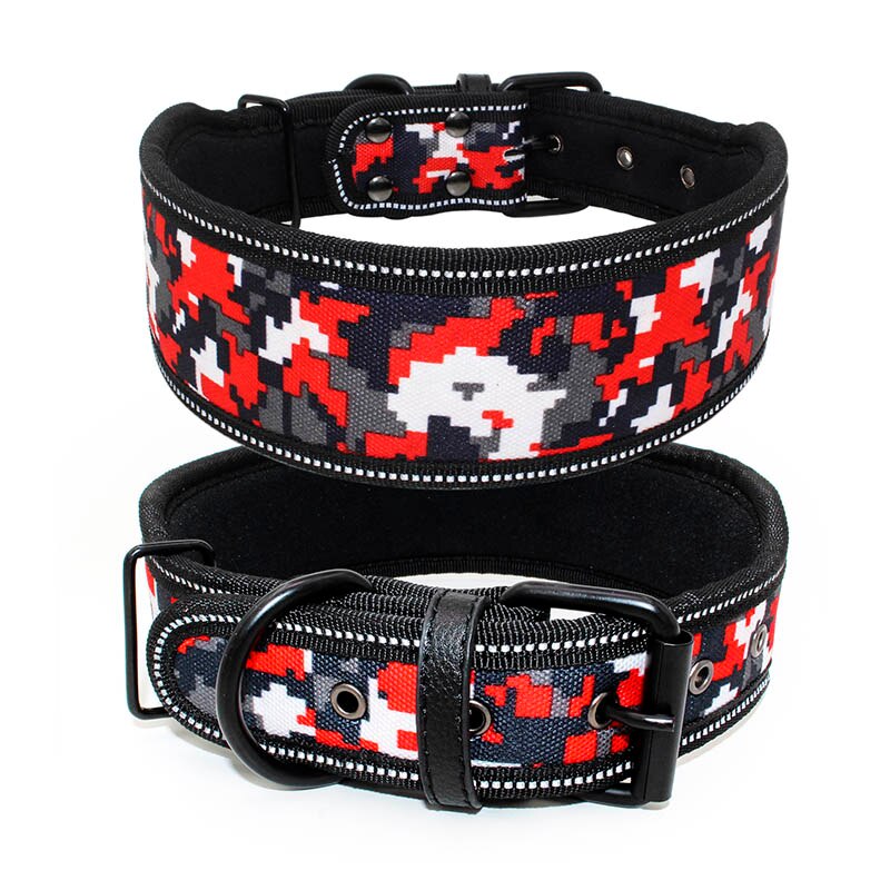 10 kleuren reflecterende puppy grote halsband met gesp verstelbare huisdierhalsband voor kleine, middelgrote en grote honden Pitbull-riem hondenketting: L / green