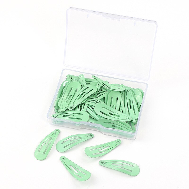50Pcs 3cm Hair Clips For baby Girls Kawaii Kids Hair Accessories Snap Barrettes Candy Color Hairpins Clip For Hair: Green