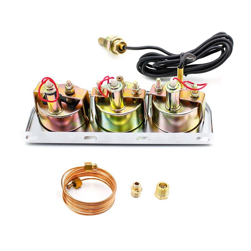 Auto Meters Universele 2 "52Mm 3 In 1 Amp Meter + Oliedruk + Water Temp Triple 3 gauge Set Gauge Kit/Auto Meter