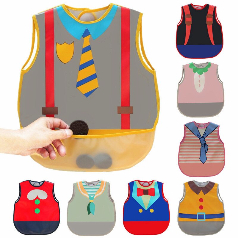 Baby Waterproof Cartoon Bibs EVA Sleeveless Feeding Bibs for Baby Infant Boy Girl Portable Adjustable Feeding Accessories