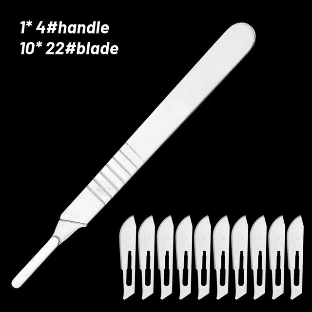 11pcs/Set Carbon Steel Scalpel Blade Cutting Hand Tools Gardening Carving Food Repair Knifes Blades With Stainless Steel Handle: 22