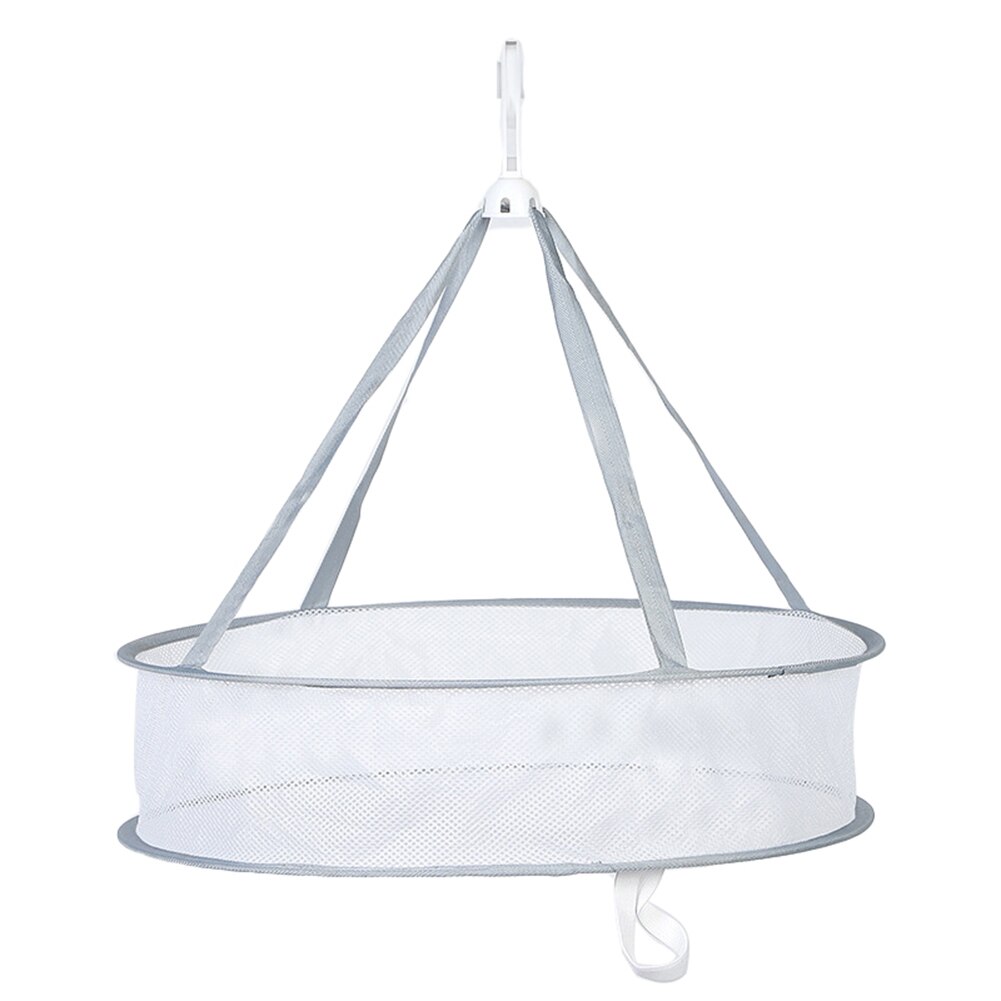 Single/Double Layer Drying Clothes Basket Socks Folding Hanging Mesh Rack Hanger: Dual Layer / Grey