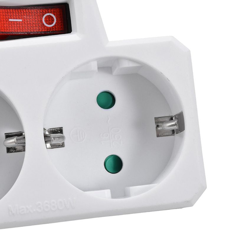 Durable EU Standard Multiple Plug 250V 16A Double Socket Conversion Socket with Outlet Switch Plug Power Adapter Socket