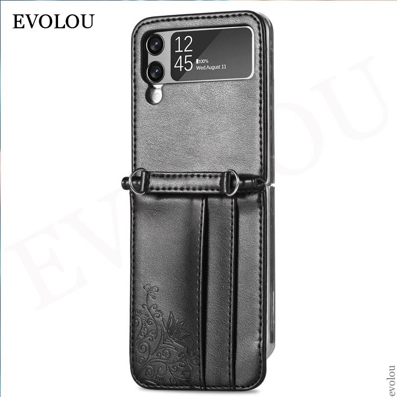 Crossbody Leder Halsband Tas für Samsung Galaxis Z kippen 3 5G - Brieftasche Kartenhalter Hülle: Für z filp 3 / Schwarz