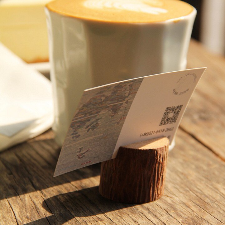 1pcs ecology simple stump wooden memo clip message block literary art card photo message folder