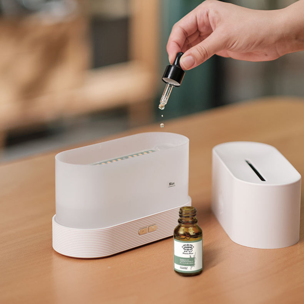 Elektrische Luchtbevochtiger Aroma Olie Diffuser Aromatherapie Essentiële Met Vlam Lamp Warm Nachtlampje Voor Thuis Winter