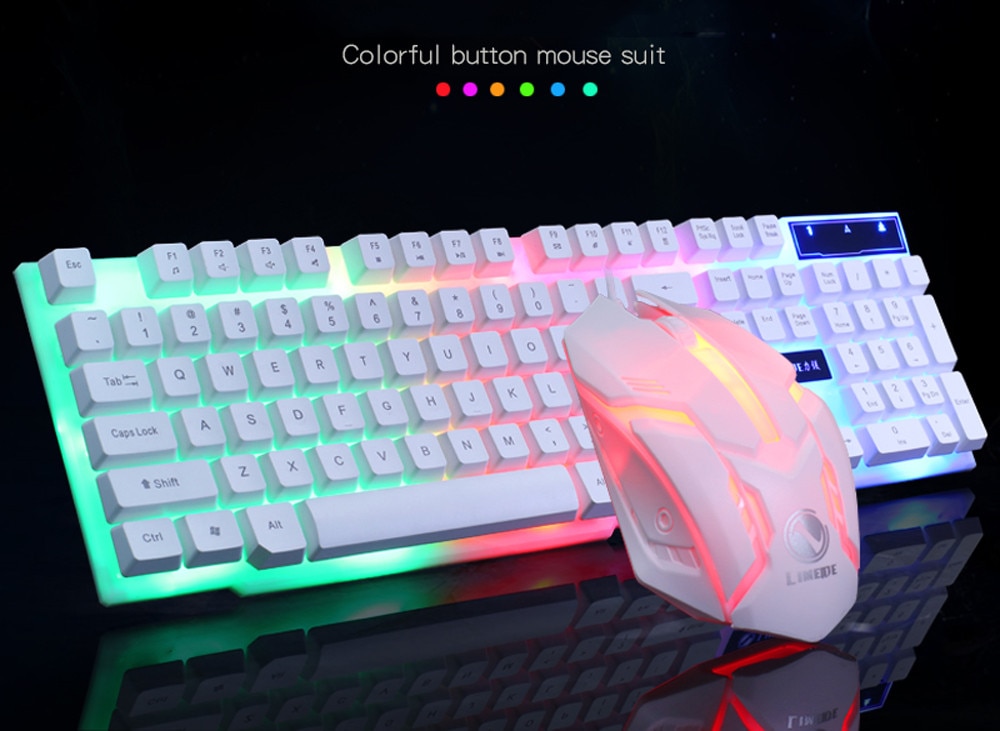USB Office Rainbow Backlight Keyboard Mouse Set Mechanical For PC Laptop Durable Desktop Gaming Stylish Combo Ergonomic Home#g4
