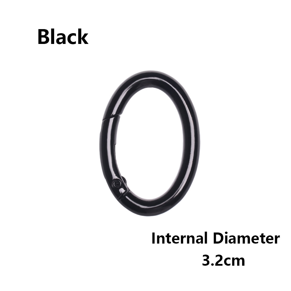 2PCS Zinc Alloy Plated Gate Spring Oval Ring Buckles Clips Carabiner Purses Handbags Oval Push Trigger Snap Hooks Carabiners: 3.2cm  - black