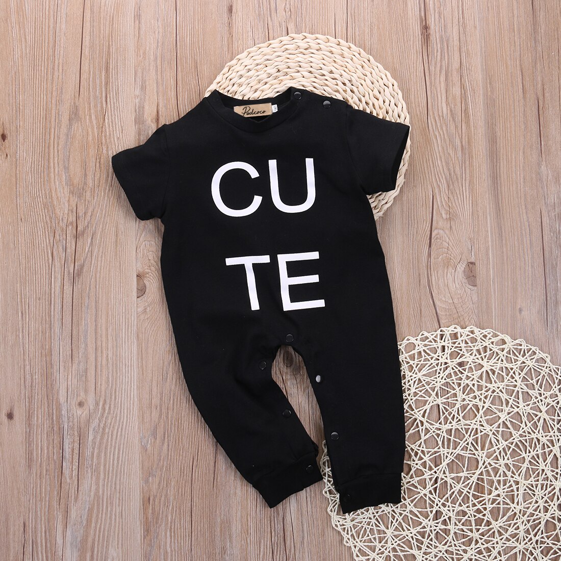 Hi Hi Baby Store Cute Newborn Baby Boys Girls Warm Letter Print Short sleeve Cotton Romper