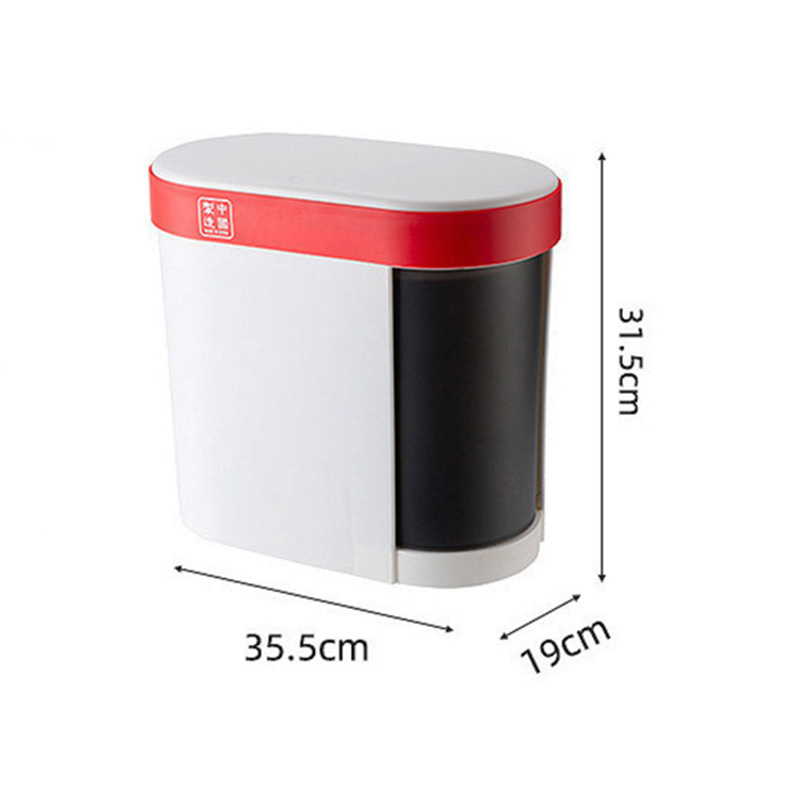 3 IN 1 Wet And Dry Sorted Waste Bin Press Opening Garbage Can With Lid Food Waste Storage Can Tea-draining Emptying Waste Bin