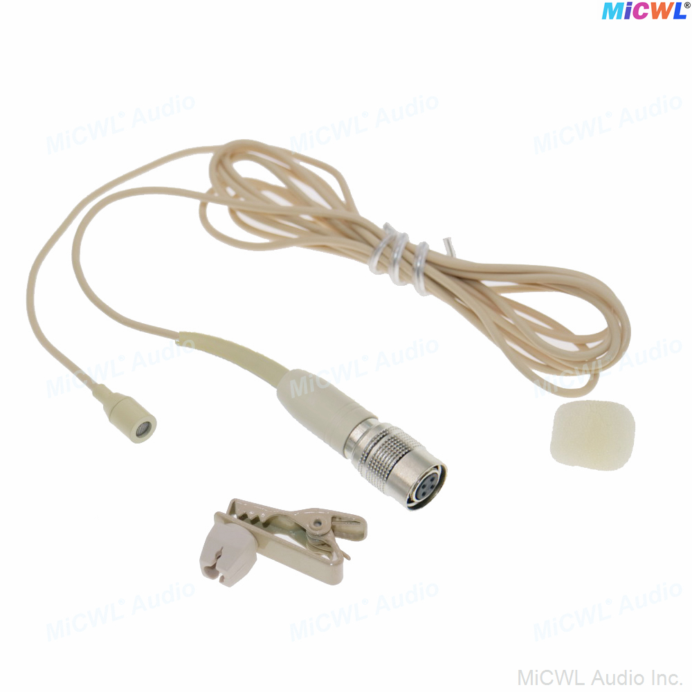 WCB2D mikrofon krawędziowy dla Shure 4-Pin Mini Sennheiser G2 G3 G4 AKG 3Pin TA3F MiPro Audio Sound BeltPack System: Beżowy