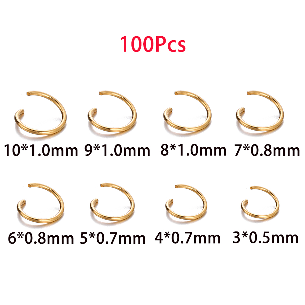 Anneaux de saut ouverts en acier inoxydable, connecteurs d'anneaux fendus pour bricolage, fabrication de bijoux, accessoires, fournitures, , 100 à 200 pièces/lot: 14mm / Black