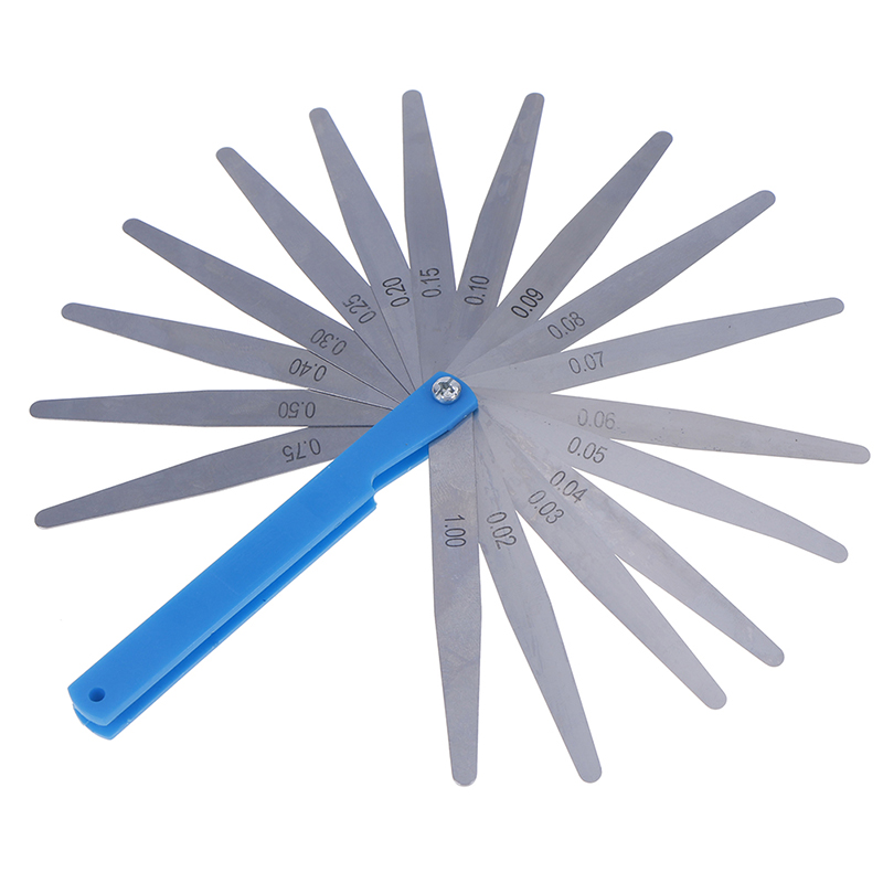 1 Set Stainless Steel Metric Feeler Gauge 17 Blades 0.02-1.00mm Measurements Tools Foldable Thickness Gap Filler Feeler Gauges