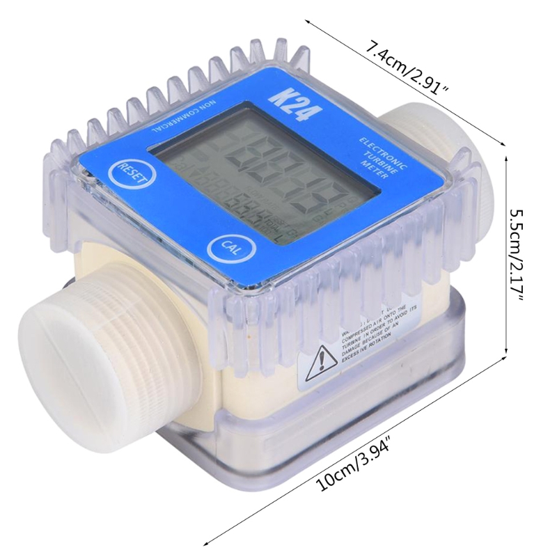 50LB LCD Fuel Flow Meter K24 Turbine Digital Die-sel Fuel Flowmeter Favorable for Chemicals Liquid Water