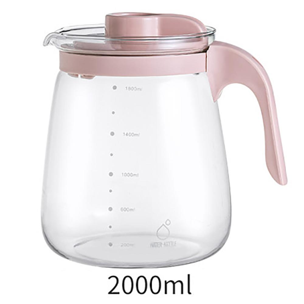 Botella de vidrio para agua y zumo, recipiente de gran capacidad con tapa, dispensador de agua, para el hogar, 1 ud.: 2000ml pink