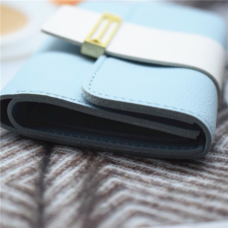 Dames portemonnee en tas van pu leer zwart/blauw/bruin/grijs/roze korte slanke dames portemonnee creditcardhouder portemonnee hoesje