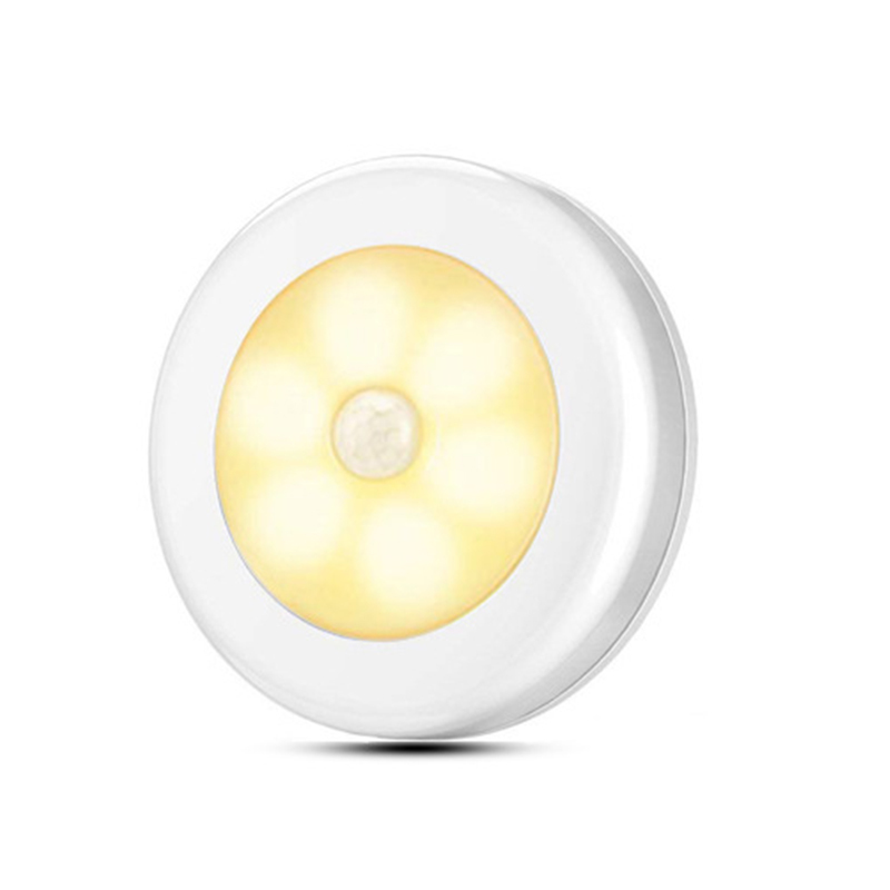 Motion Sensor Light Wireless Waterproof Indoor Outdoor Spotlight LED Battery Security Night Light 6 LED Garden Wall Lamp: White Yellow Light