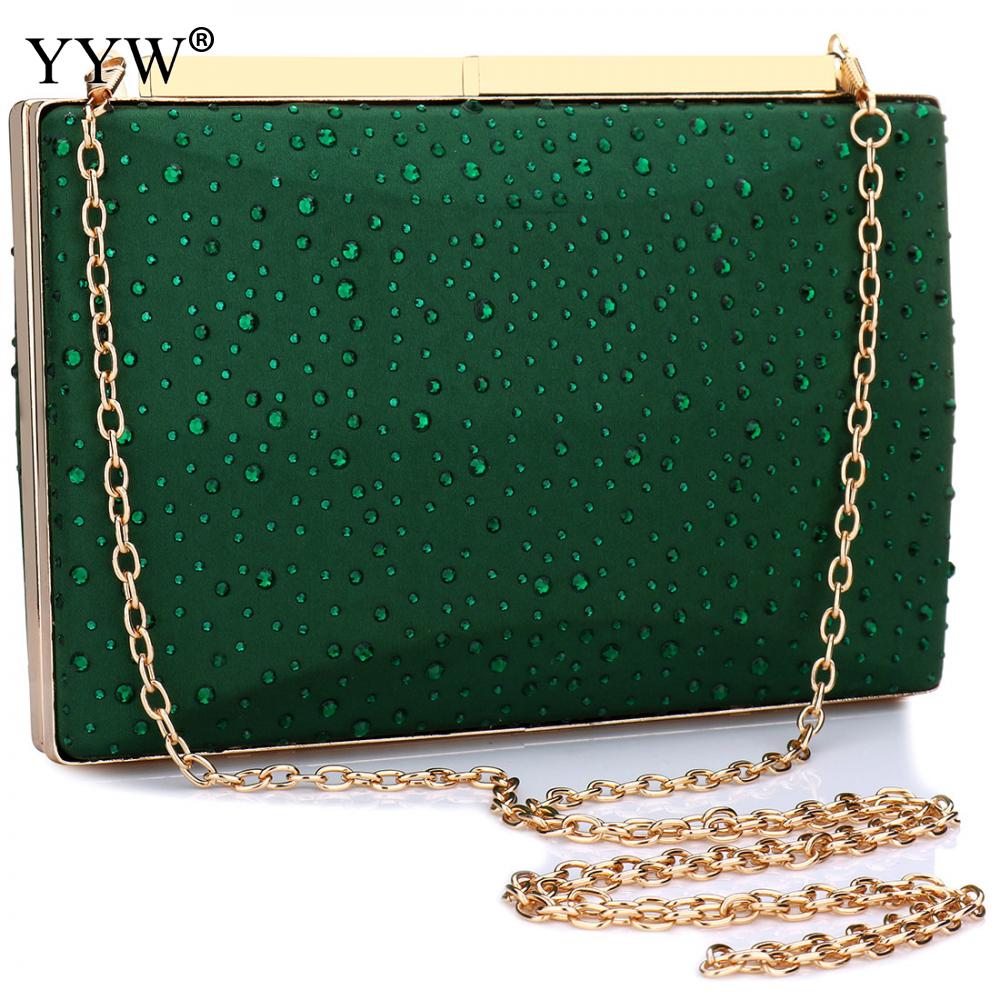 Kväll clutch väska nitbox crossbody väskor med kedja år dam clutches plånböcker damväska bröllopsfest bolso: Grön