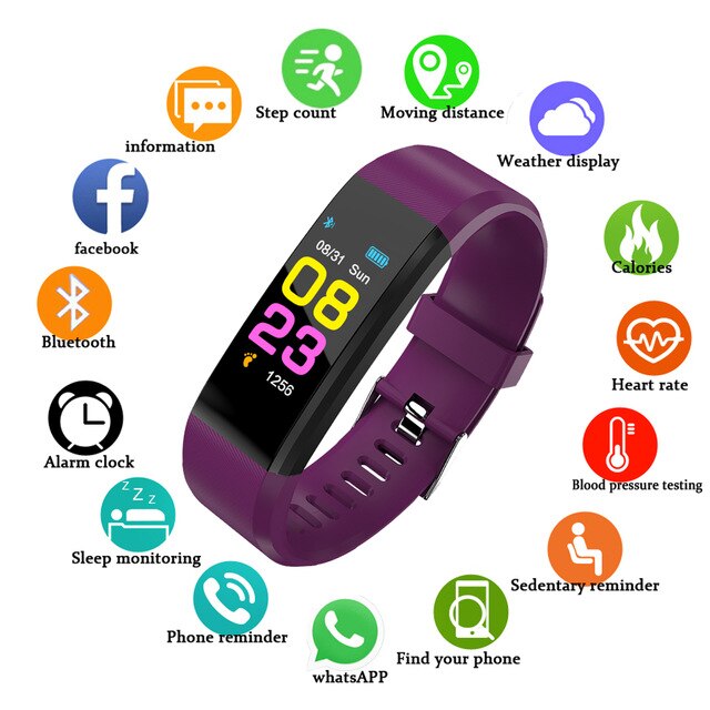115plus Smart Uhr Männer Frauen Herz Rate Monitor Blutdruck Fitness Tracker Smartwatch Sport Uhr für ios android + BOX