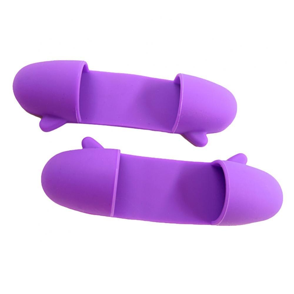 Non-slip Silicone Kitchen Gadget Kitchen Gadgets Mini 1 Pair Heat Insulated Finger Clip Bowl Dish Plate Clamp Gripper Pot Holder: Purple