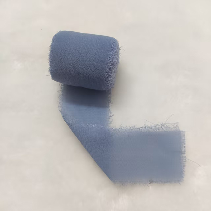 3 Rollen staubiges blaues Chiffonband, Hochzeitseinladungen, handgefertigtes Fransenband, DIY-Blumenstrauß-Schleifenband, Geburtstagsgeschenkverpackung